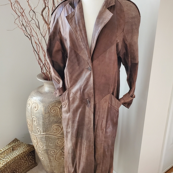 Amazing Leather Trench Coat/Duster Split End LTD sz M $580 - Picture 4 of 10